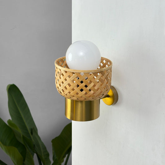Foxglove Globe Wall Lamp: Bamboo Light Sconce for Home Restaurants and Offices [20cm/8in Dia]