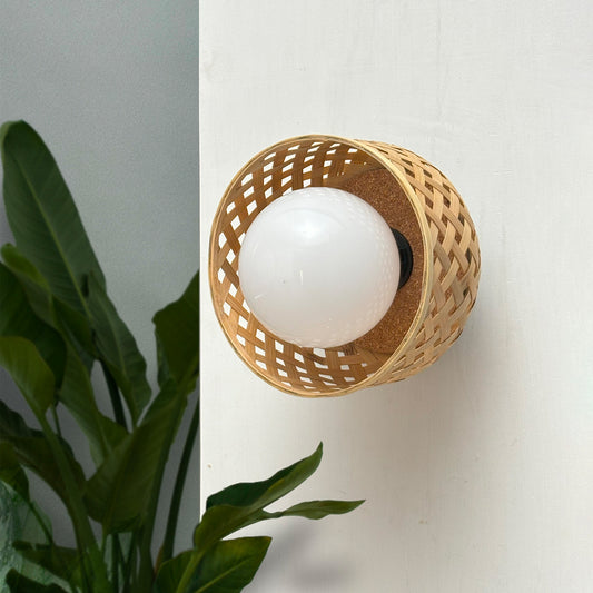 Foxglove Arctic Wall Lamp: Designer Bamboo Unique Wall Light Sconce for Home and Offices [20cm/8in Dia]
