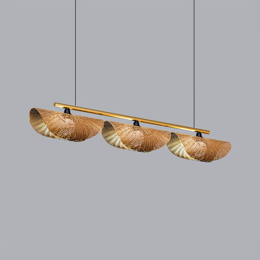 Ooas Linear Pendant Lamp: Japandi Hanging Lamp Handmade Chandelier Cafe Lighting [145cm/57in(L) x 21cm/8.2in(H)]