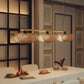 Ooas Linear Pendant Lamp: Japandi Hanging Lamp Handmade Chandelier Cafe Lighting [145cm/57in(L) x 21cm/8.2in(H)]