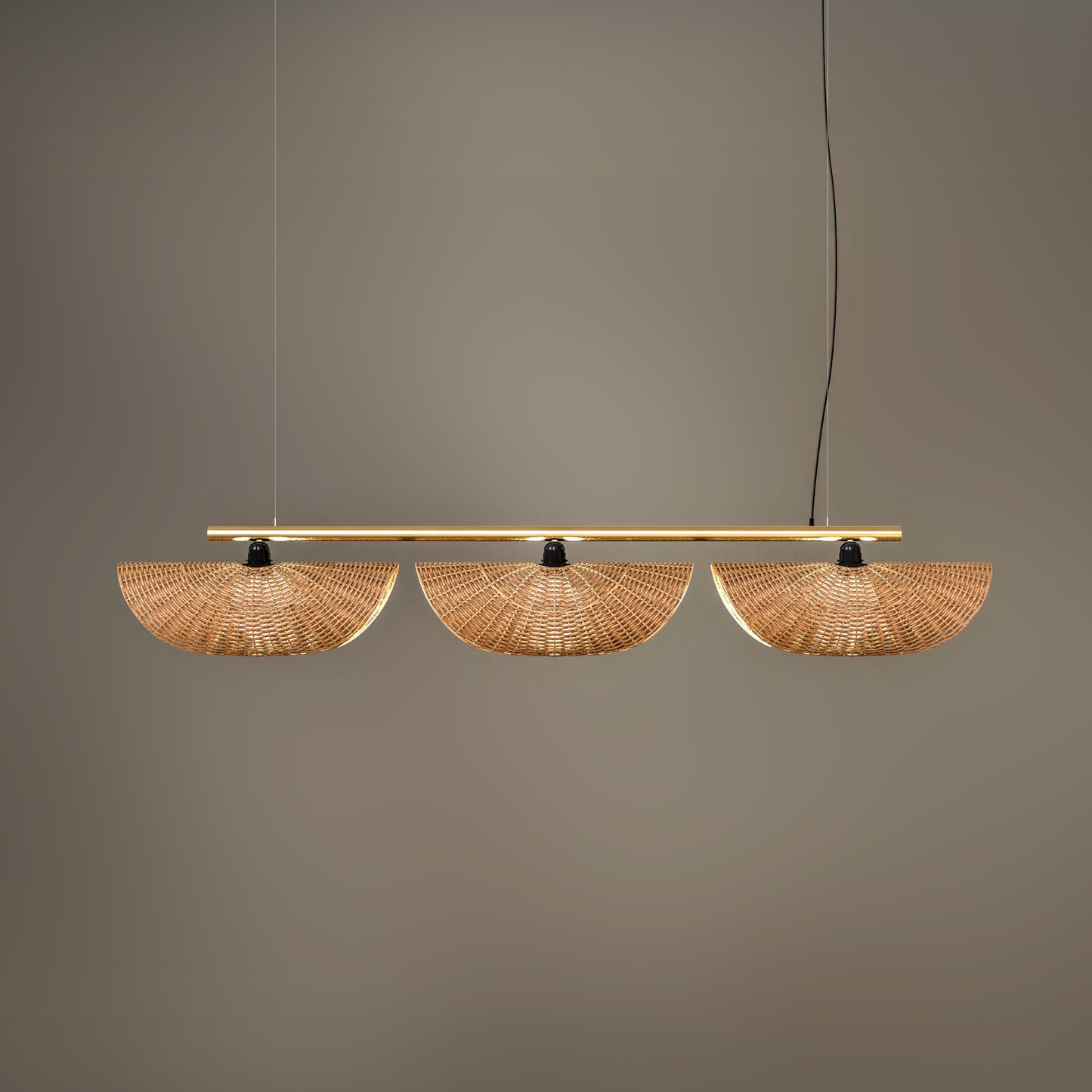 Ooas Linear Pendant Lamp: Japandi Hanging Lamp Handmade Chandelier Cafe Lighting [145cm/57in(L) x 21cm/8.2in(H)]