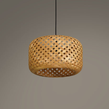 Opium SE Pendant Lamp: Hanging Lamp Woven Light Natural/Bamboo for Home Restaurants and Offices [30cm/12in Dia]