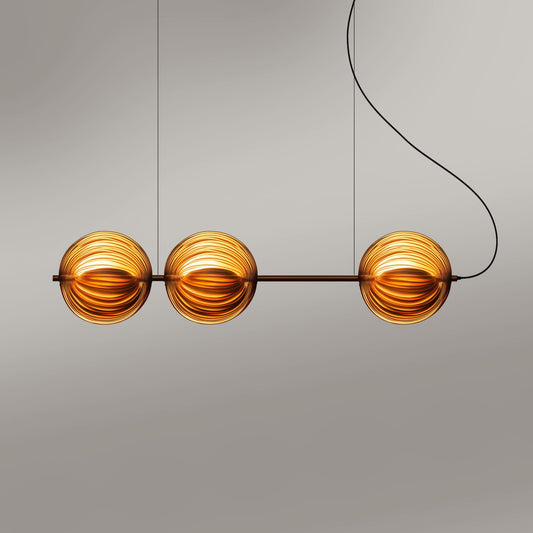 Seashell Linear Pendant Lamp: Japandi Bamboo Pendant Hanging Lamp Handmade Chandelier Cafe Lighting [150cm/60in(L) x 30cm/12in(Diameter)]