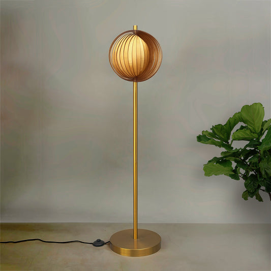 Seashell Sol Floor Lamp: Award-Winning Bamboo Floor Lamp | Japandi Handmade Lighting Decor [30cm/12in(Shade Dia) X 35cm/14in(Pedestal Dia) X 130cm/51in(H)]