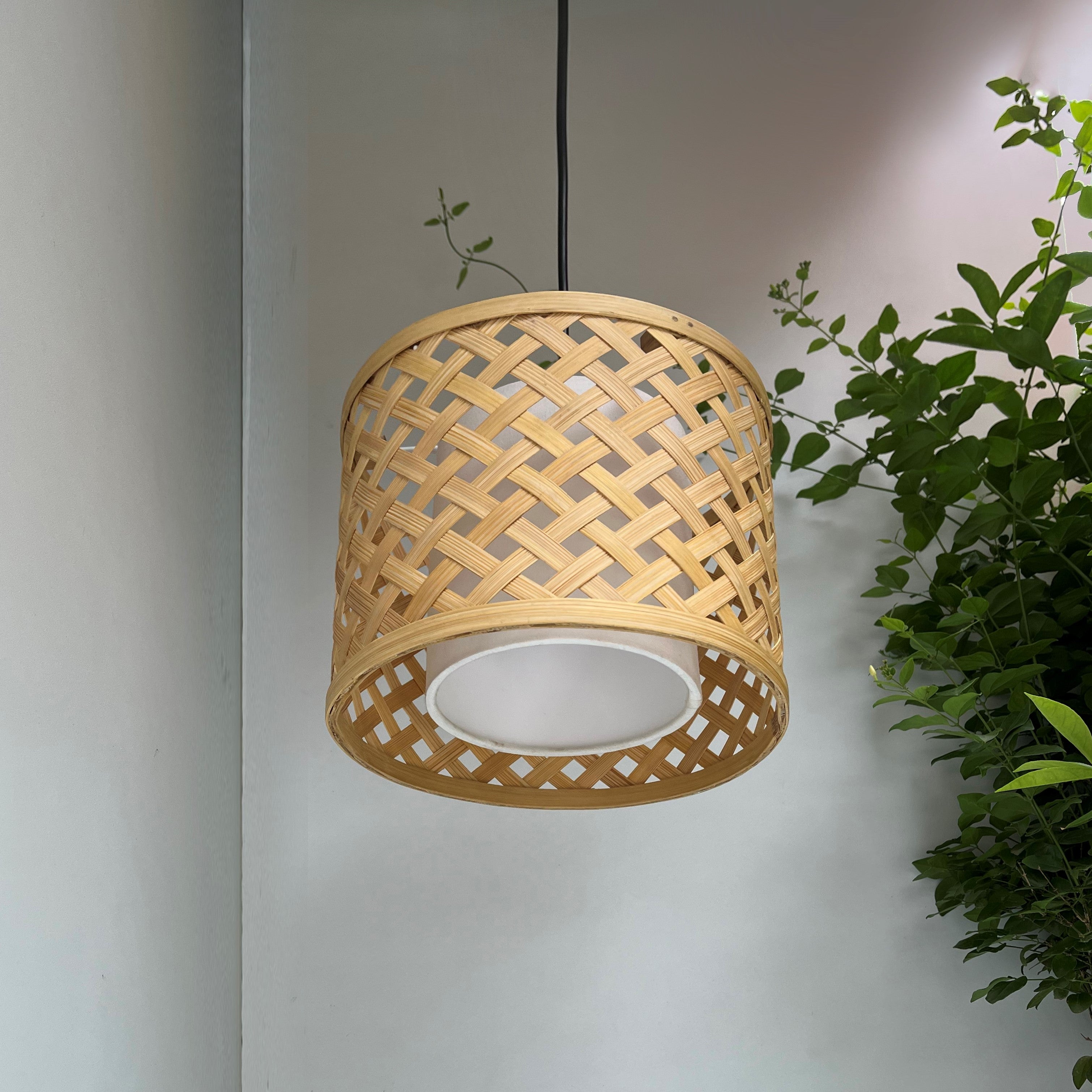 Hanging on sale bamboo lamp